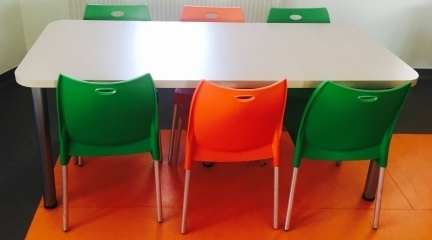 Remtech Brown Cafeteria Table and Chairs, Seating capacity: 4, Size: 5feet X 2.5feet