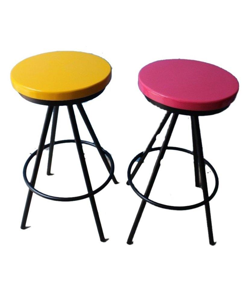 Wooden Metal Round Cafeteria Stool