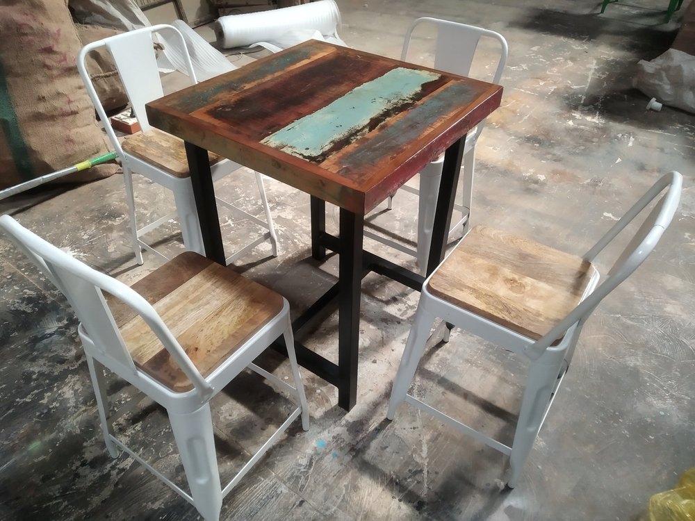 Seerath handicrafts Square Wooden Table With Iron Base