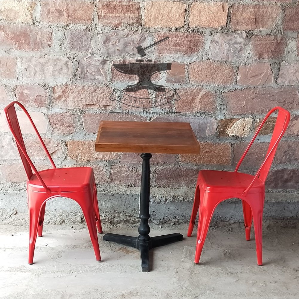 Two Chairs And 1 Table Red & Black Furniture For Coffee Shop, For Cafe, Restaurant, Size: 60X60X75