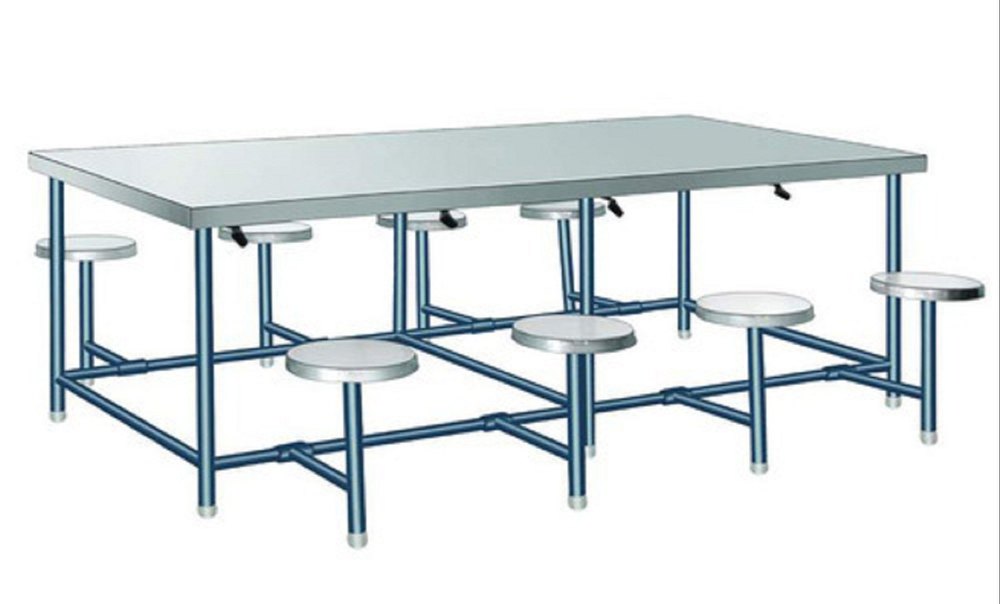 Stainless Steel Silver S S Canteen Dining Table