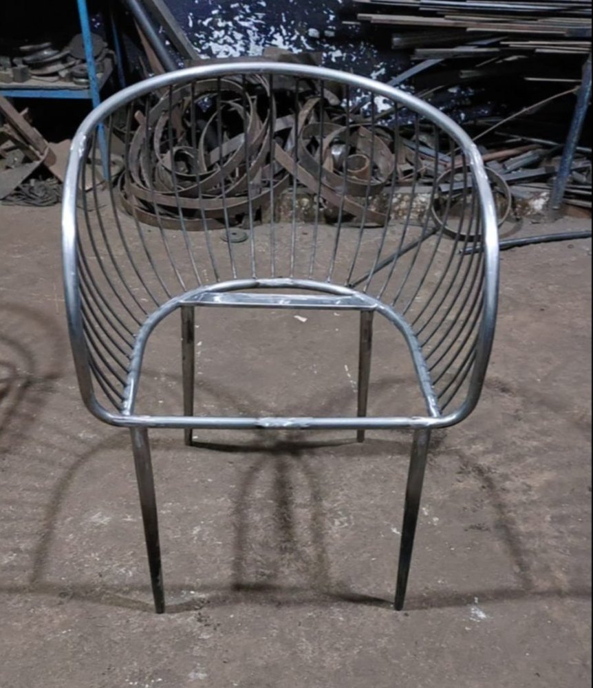 Silver Stainless Steel Stacking Chairs, With Armrest