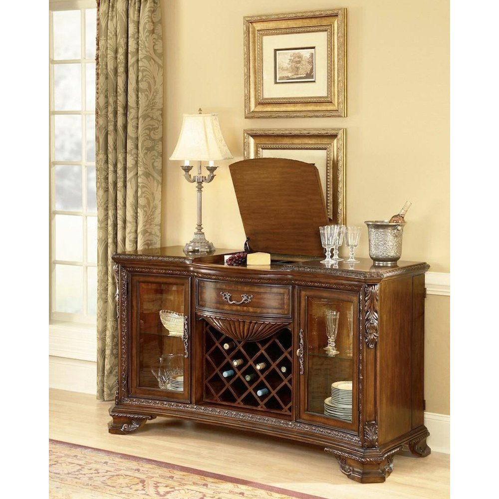 Malik Furniture Traditional Brown Wood Buffet Old World