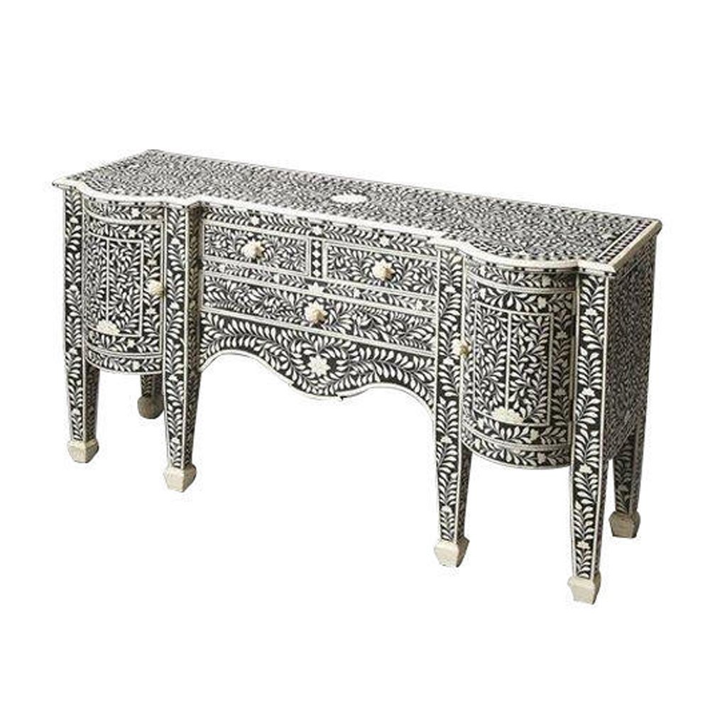 Luxury Handicraft Black Bone Inlay Buffet, Size: 33.85 X 33.85 X 15.40inch