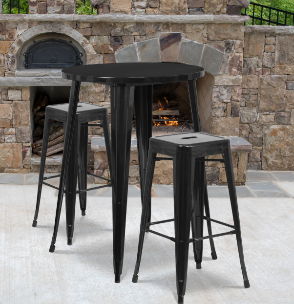 Black Iron Rajtai Set Of 2 Stool And 1 Table For Cafe / Restaurant, Model Name/Number: RES-1515