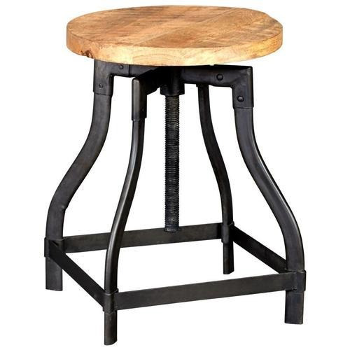 Industrial Iron Wooden Round Stool, For Cafe, 18 Inch