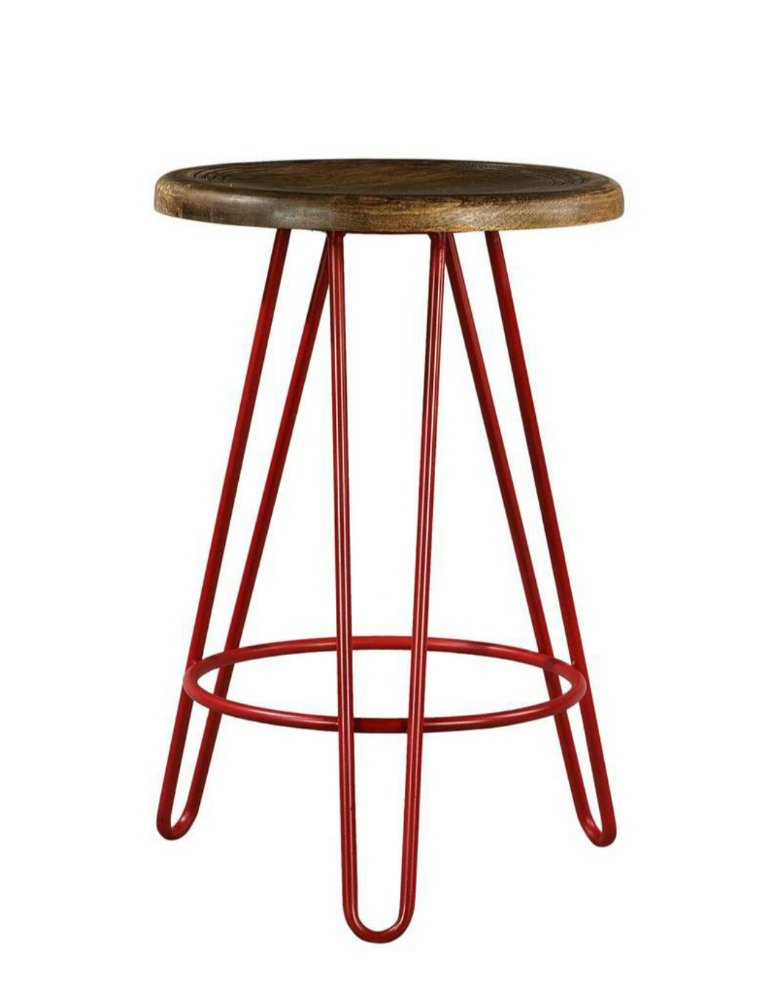 Rajtai Shree Metal Bar Stool with Wooden Top for Seating