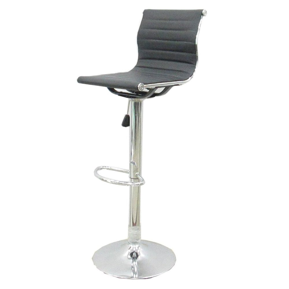 Black Leatherette Bar Stool, Number Of Legs: Round Base