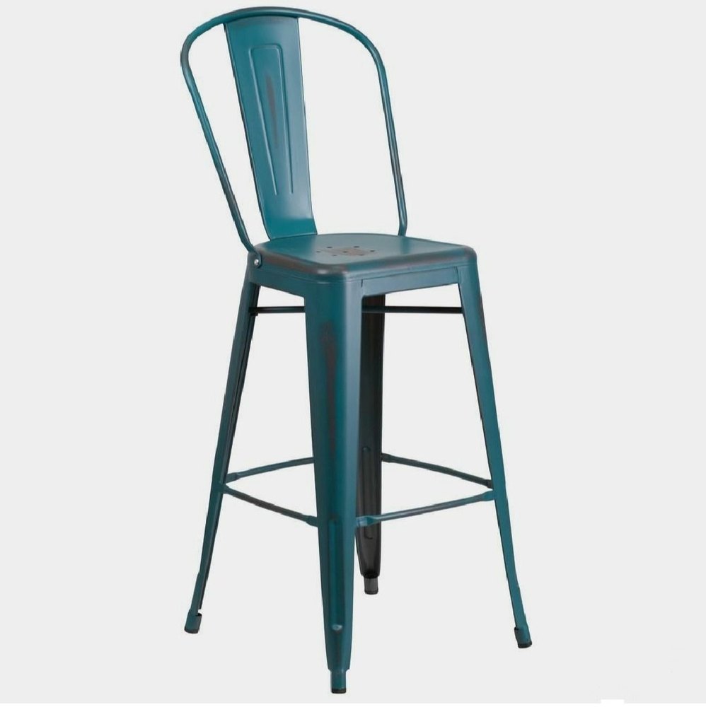 Blue Iron Metal Bar Chair