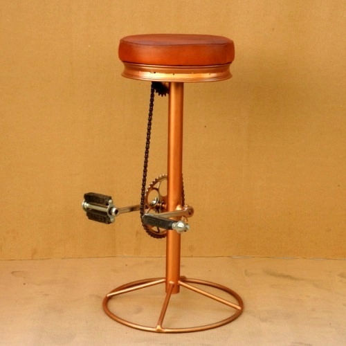 Metal Antique Gold Colour Cycle Bar Stool, 35x35x75 Cm