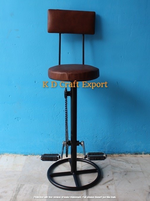 Iron Industrial Bar Stool With Pure Leather