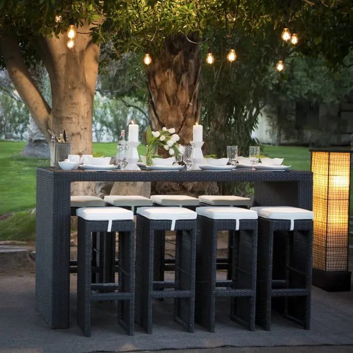 Wicker, Aluminium Outdoor Bar Counters Table Set