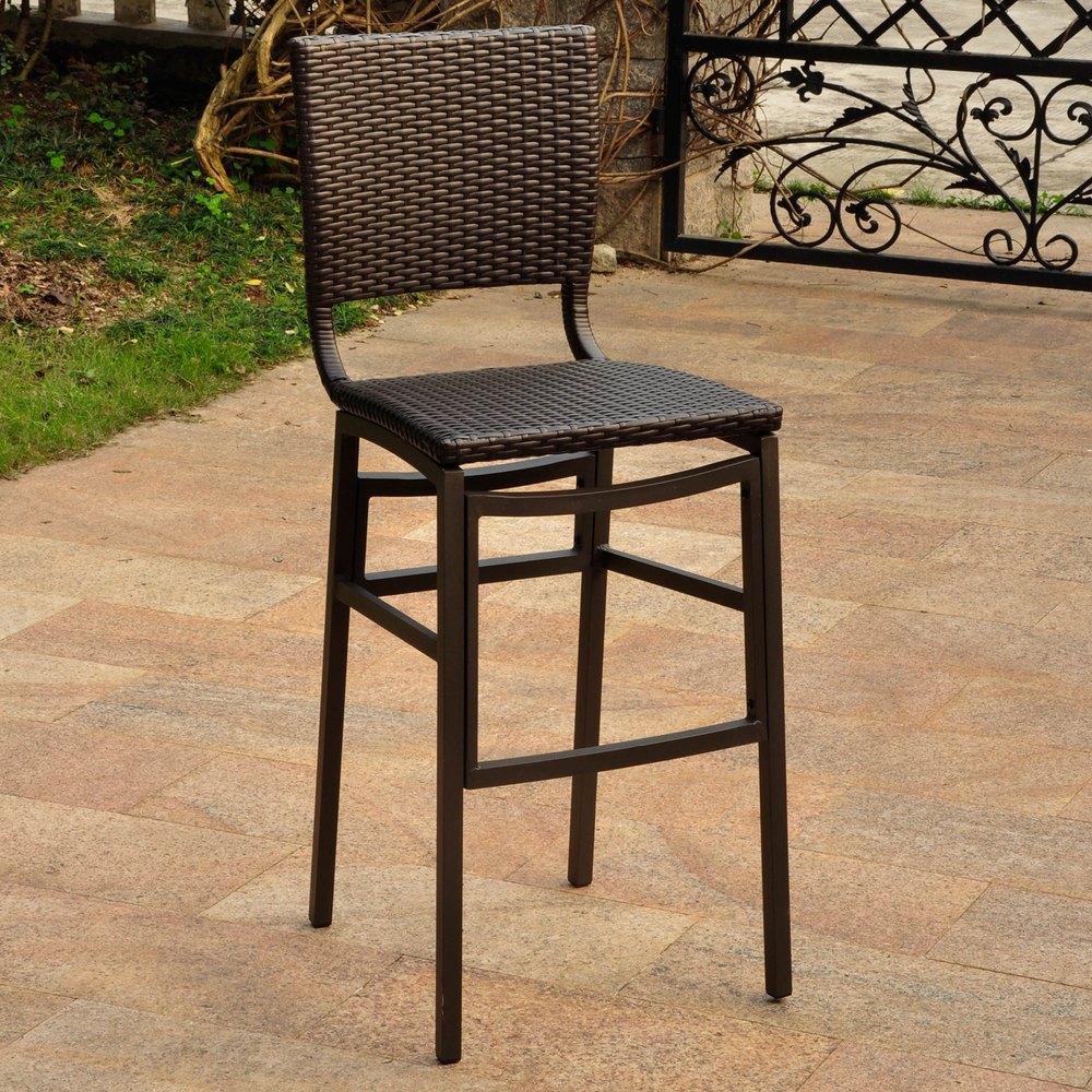 Brown Stainless Steel, Wood Outdoor Bar Chair