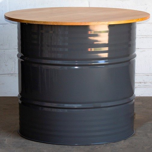 Wooden Brown Upcycled Iron Wood Barrel Round Drum Table, For Hotel, Seating Capacity: 4 Person