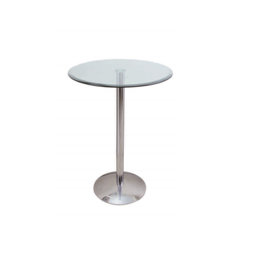 Stainless Steel and Glass Round Transparent High Bar Table