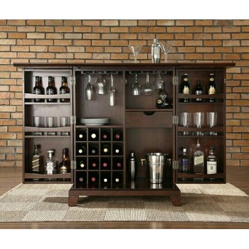 Khalid Wood Brown Wooden Bar Cabinet