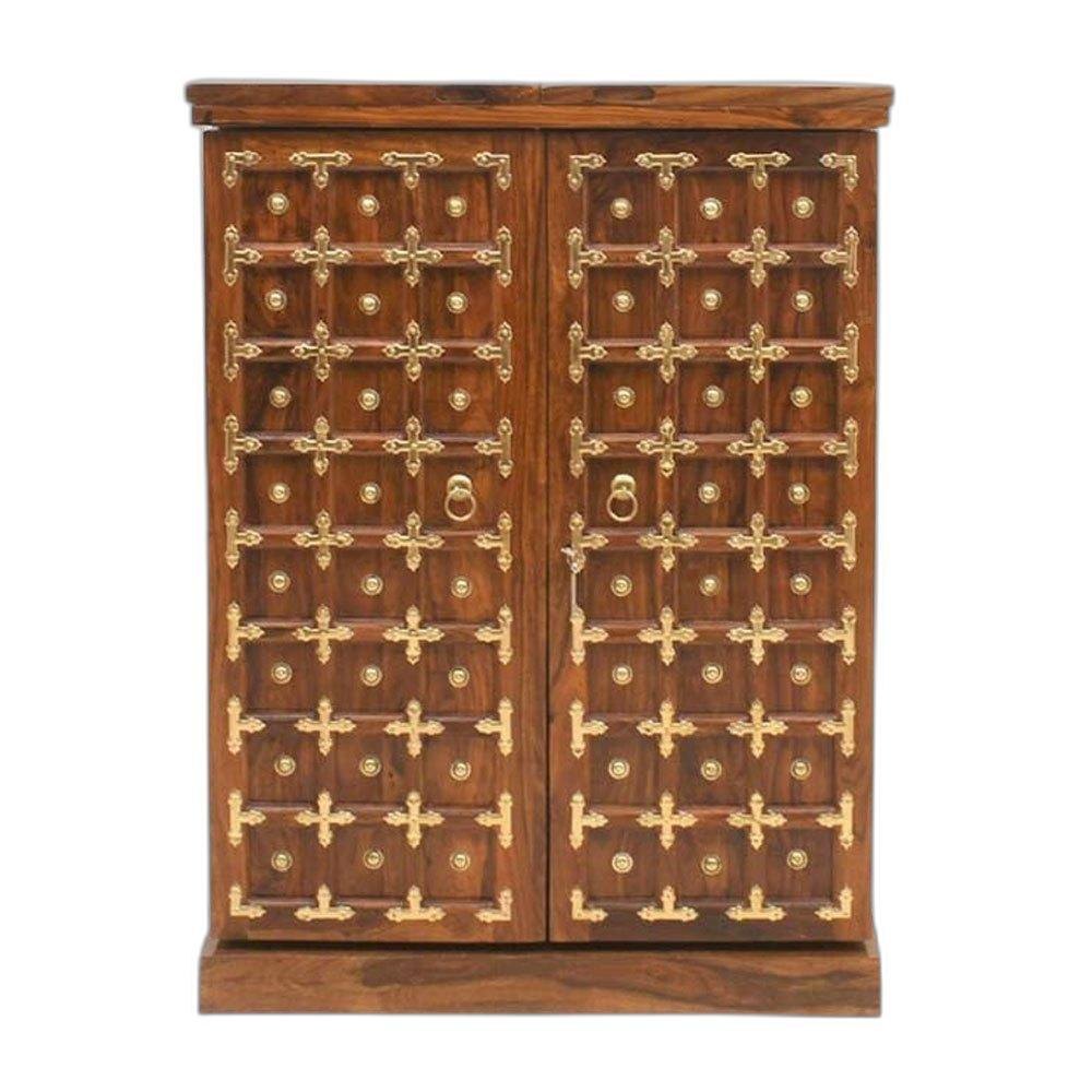 VISHWAKARMA ARTS Brown Wooden Bar Cabinet, Size: 85x50x120 Cms