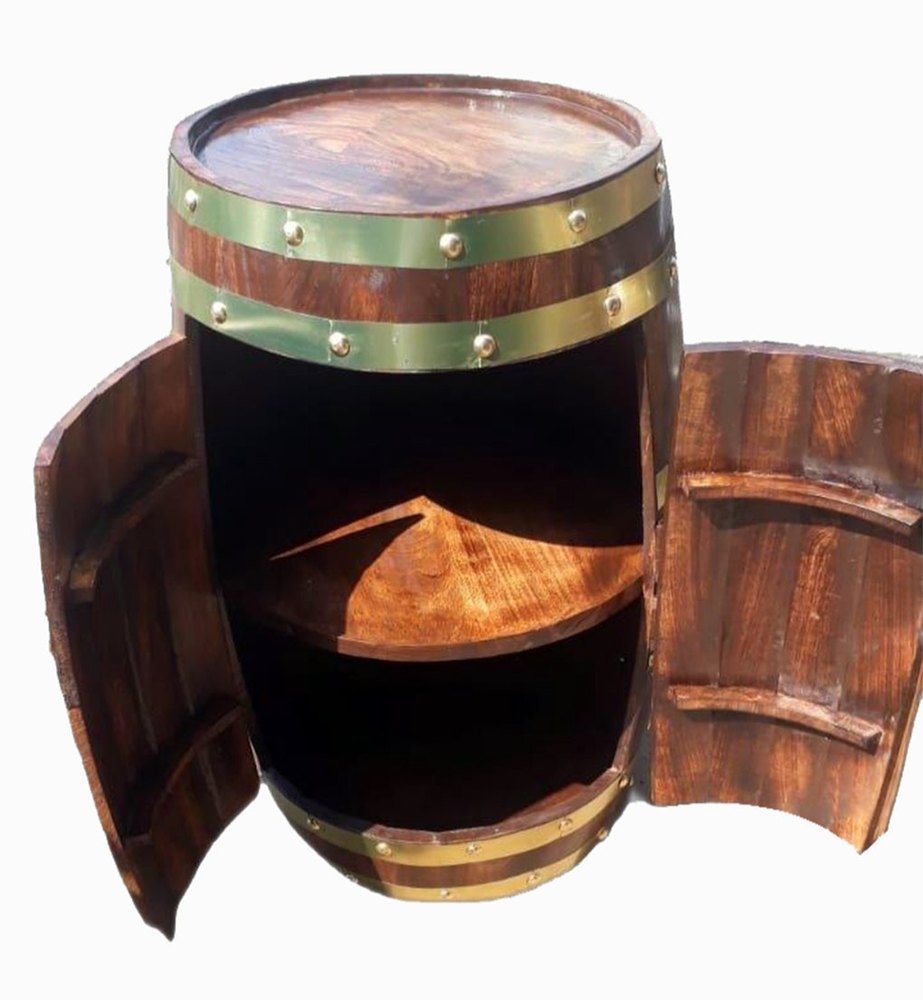 Barrel Shape Wooden Bar Cabinet