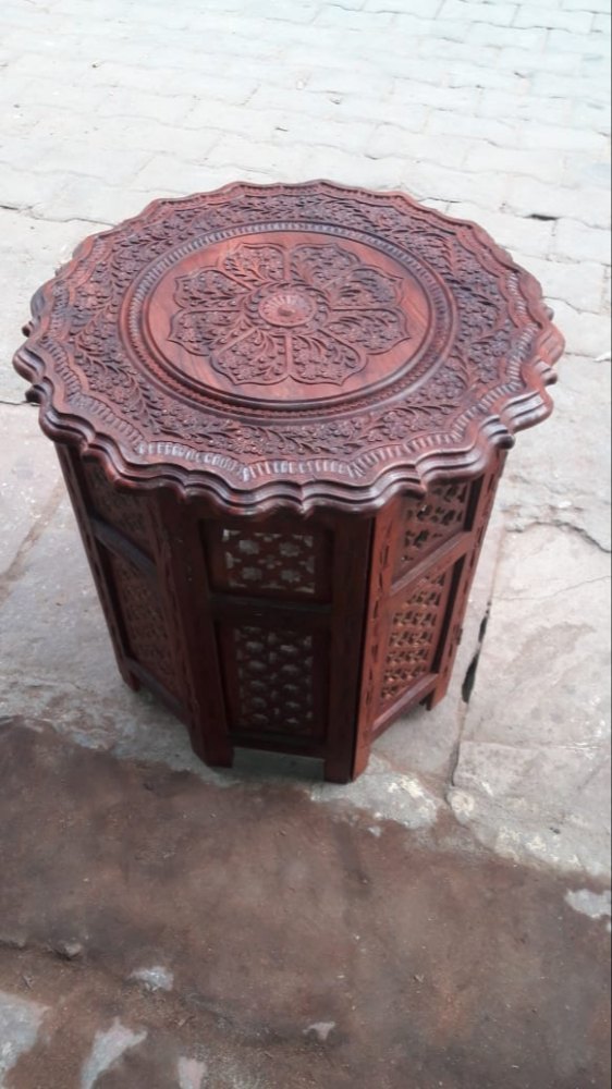 Round Modern Brown Wooden Sheesham Table