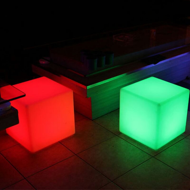 White PU heavy density material Led Furniture Stool