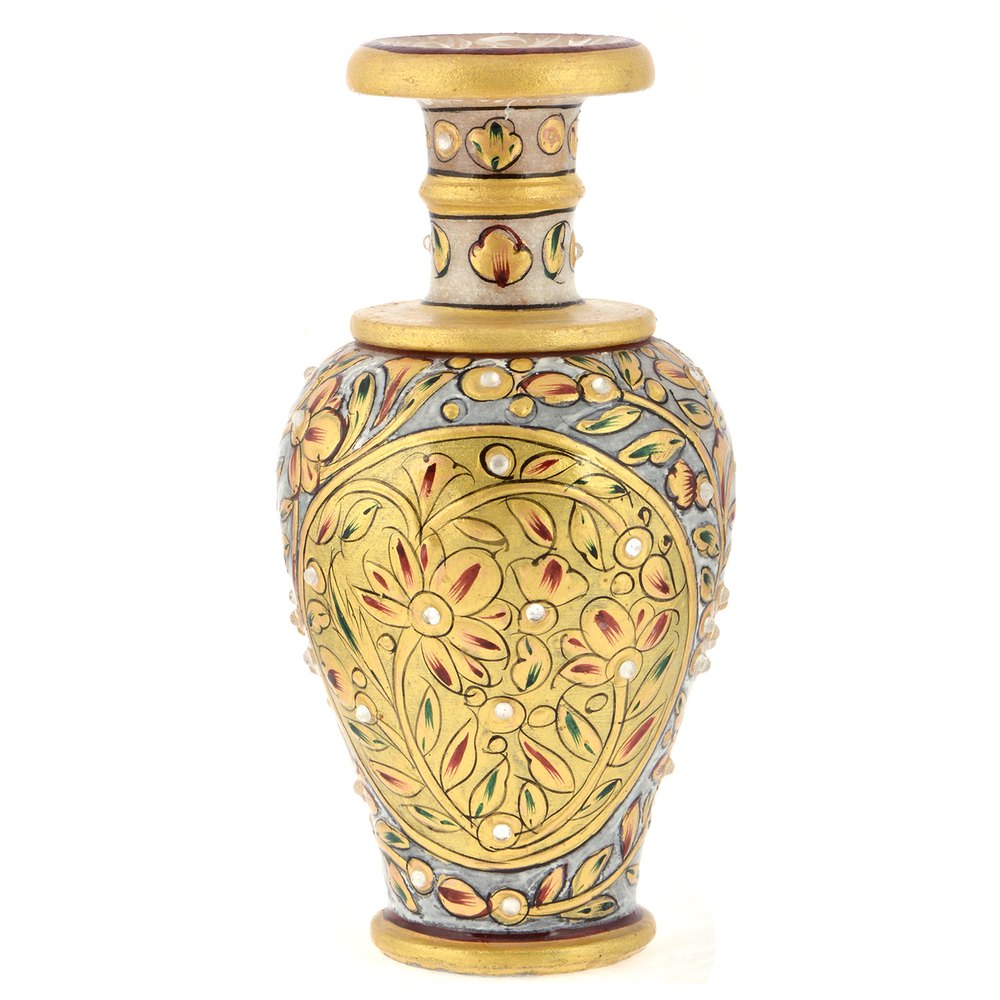Marble Flower Vase, Shape: Jar, Size: Large