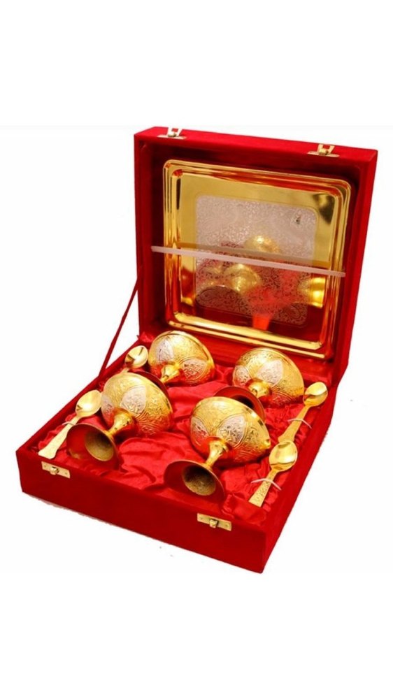 Gold Plated German Silver Ice Cream Set