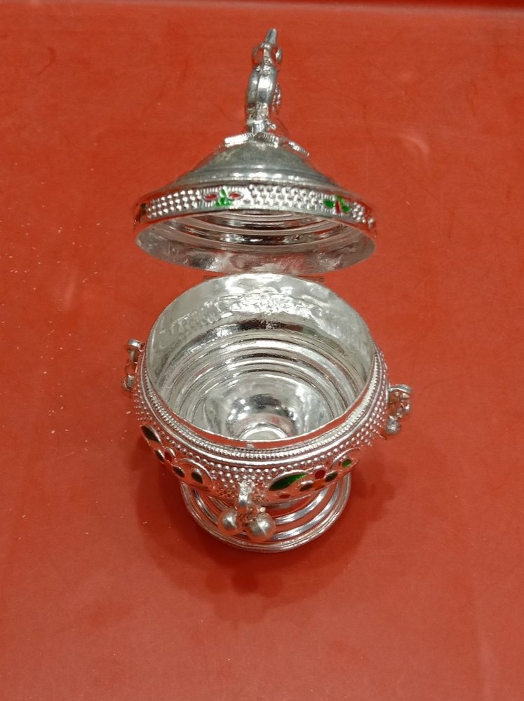 Polished 30gm Silver Kumkum Pot, Size: 5inch