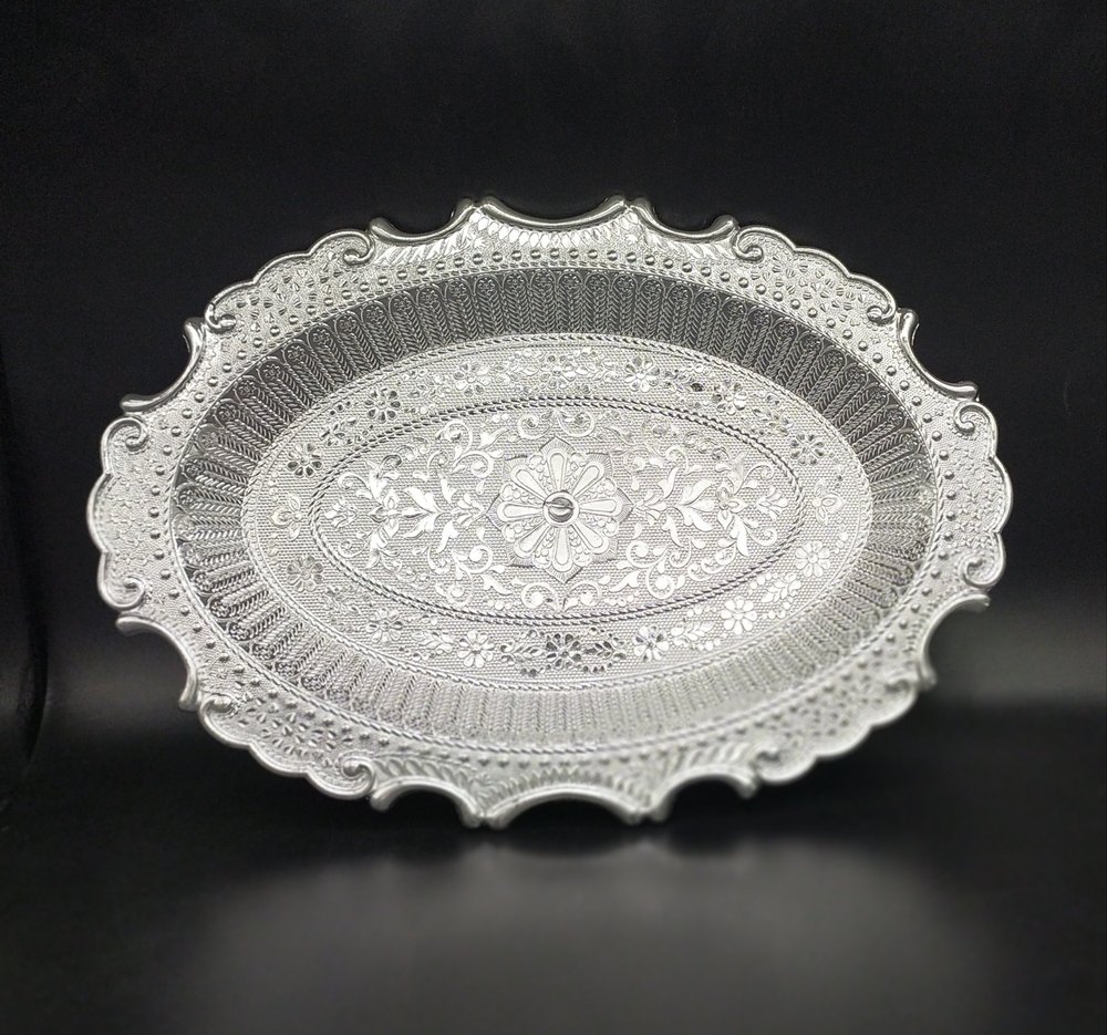 Plastic Oval Silver Plated Tray, Size: 12 Inch