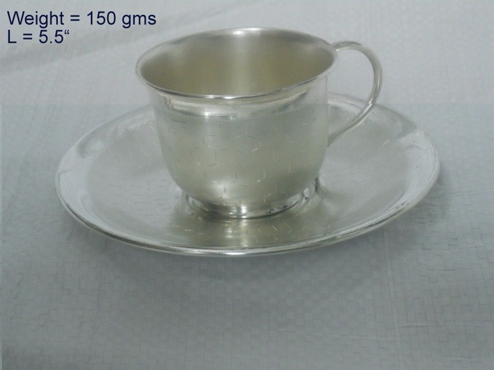 Silver White Metal Cup Saucer, For Home