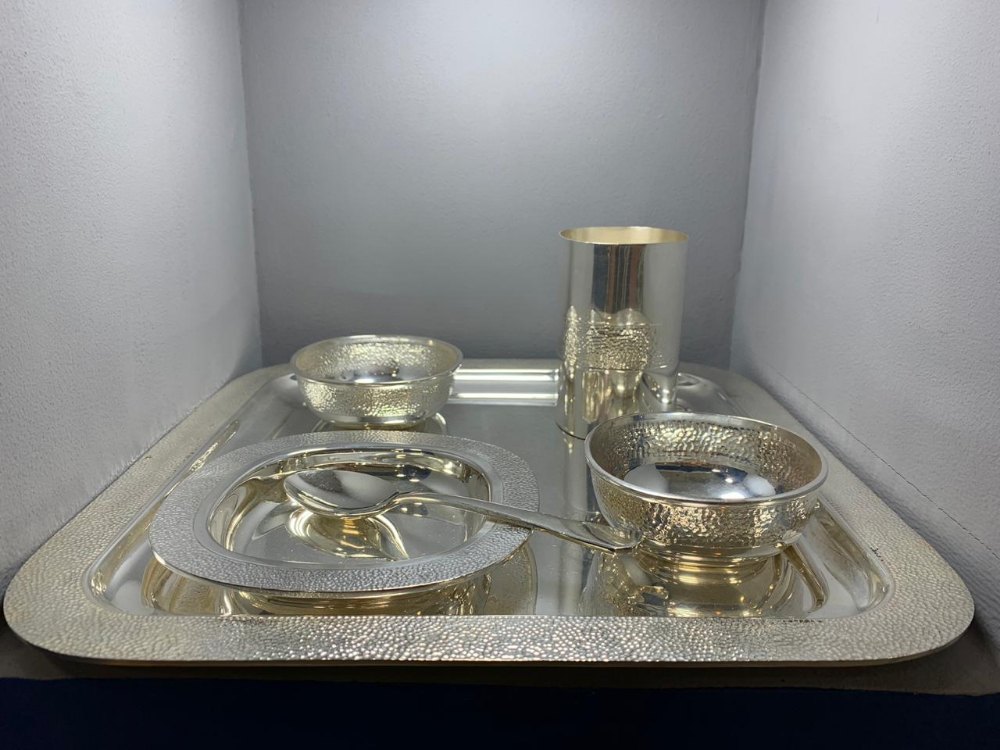 Brass SILVER PLATED SQUARE DINNER SET, Size: 12 Inch