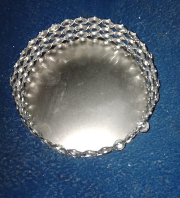 Nickel Metal 7inch crystal tray, For Hotel, Shape: Circular