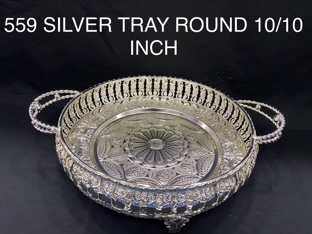 Silver Plated Serving Tray, Size: 10 Inch
