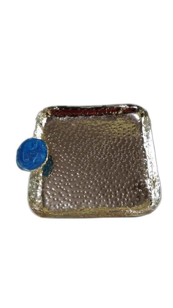 Designer Silver Plated Square Tray, For Home, Size: 7x7 Inch