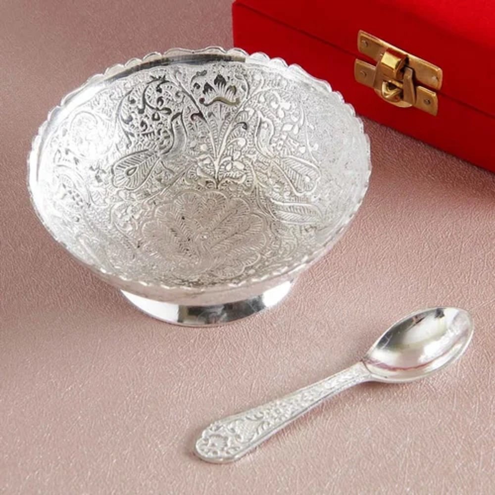 Silver Plated Bowl Spoon Set, For Home