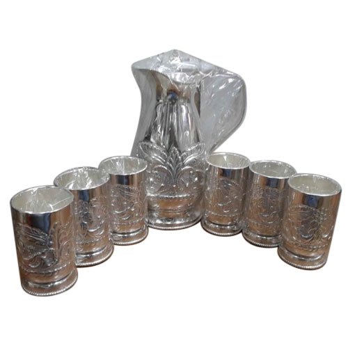 German Silver Plated Jug and Glass Set of 6