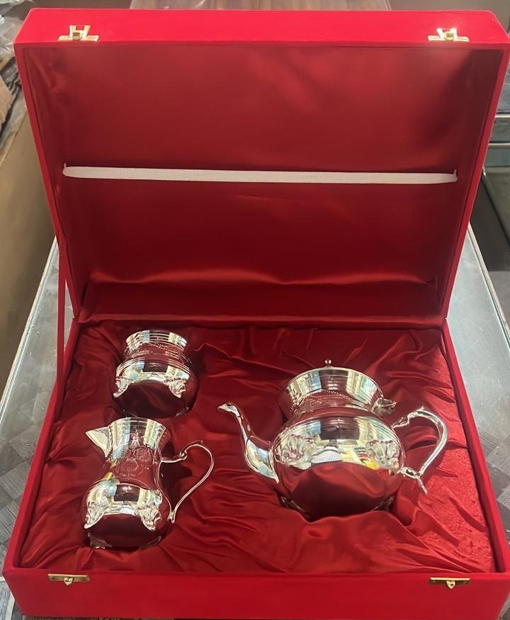 ARI Brass English Paidaar Tea Set With Silver Plated, For Home, Size: 6cc