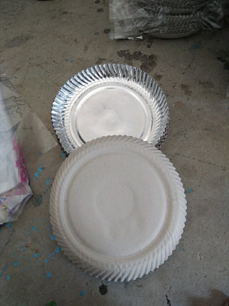 Plain 12inch Round Silver Foil Paper Plates, For Event and Party Supplies, Paper GSM: 180 Gsm