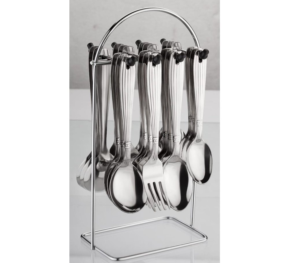 24 Stainless Steel, Plastic Silver Cutlery Set, For Home