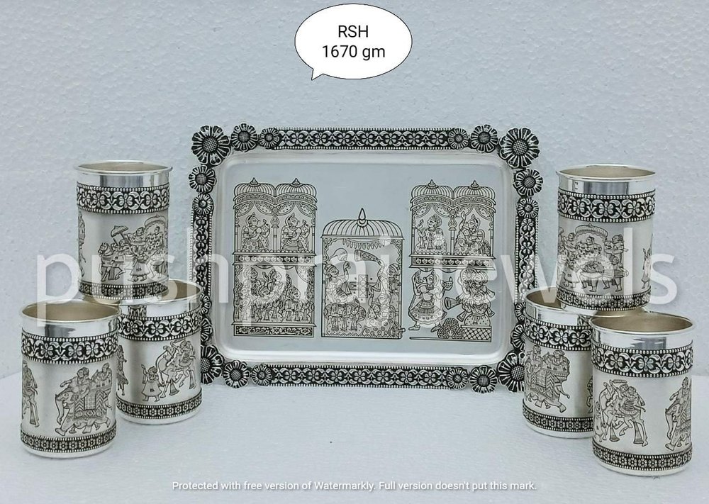 925 Silver Article Set - Glass Serving Plate Set - Handcrafted