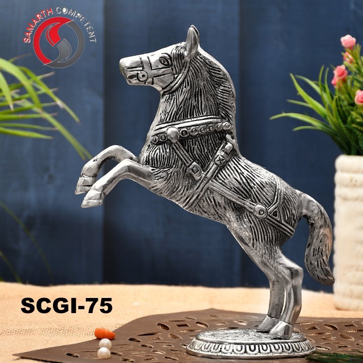 Silver Standing Horse Statue