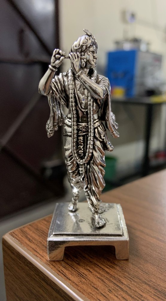 Oxidised Antique Krishna Silver Statue, Size: 3.5 Inch