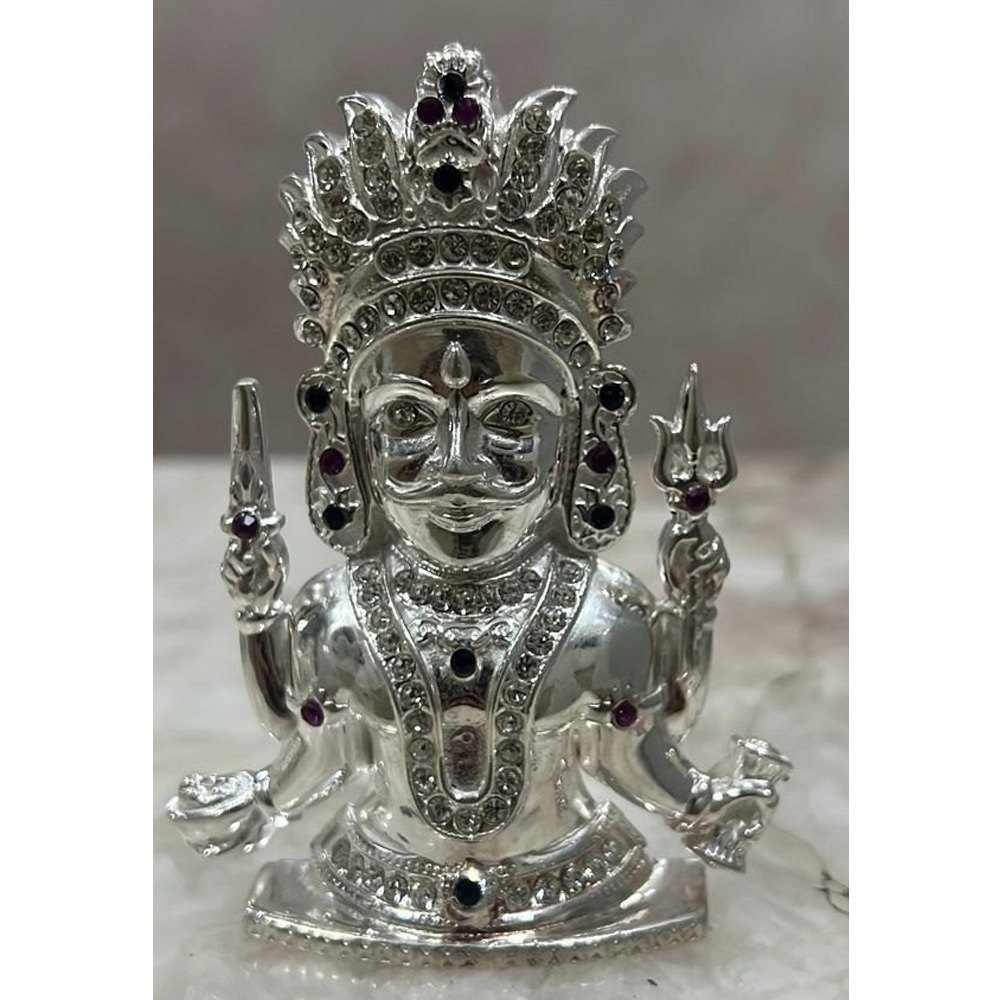 Polished Silver Nakoda Bhairav Statue, Size: 3.5inch