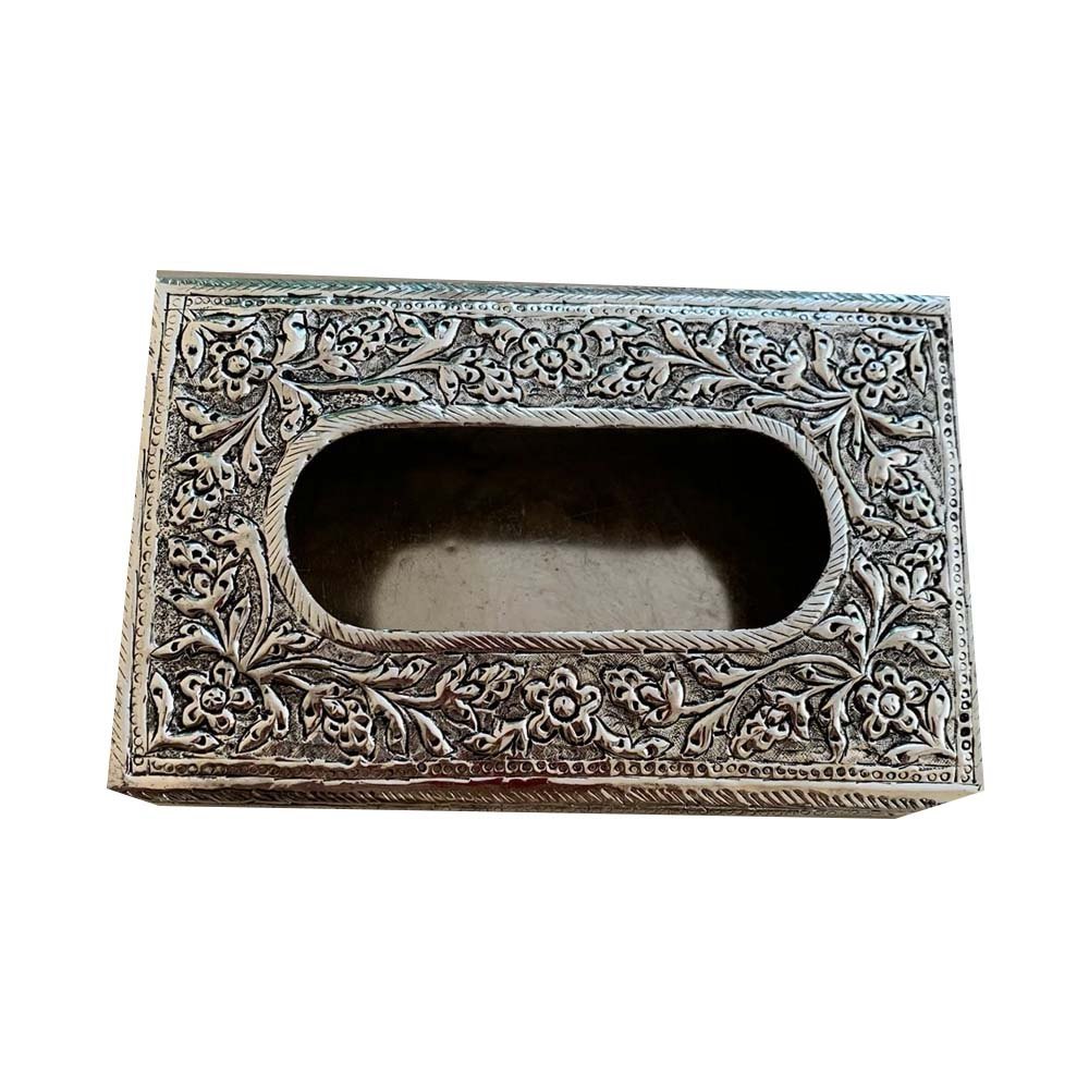 Shree Antiques & Handicrafts German Silver Tissue Box, For Household, Box Capacity: 1 Kg
