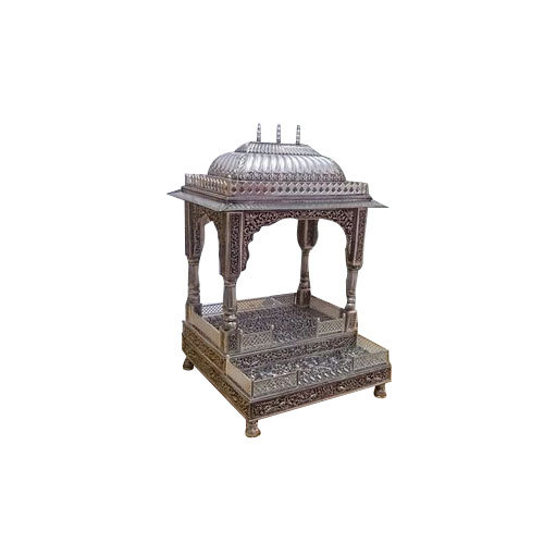Rectangular White Silver pooja Temple
