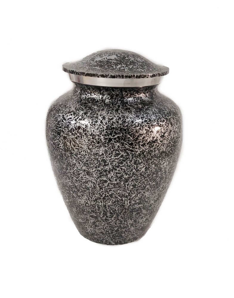 VM Handicraft Urns Regent Black And Silver Cremation Urn Traditional Funeral Urn Adult Sized