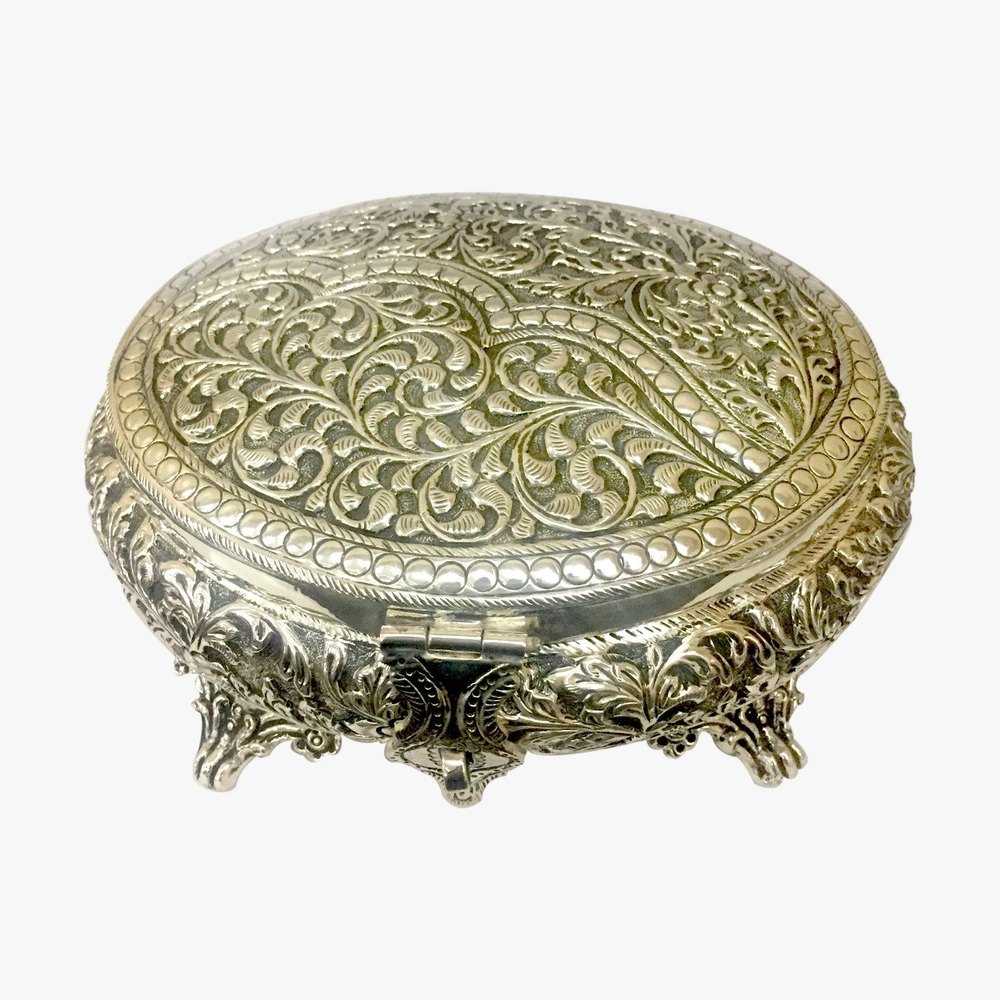 Round Silver Dry Fruit Box