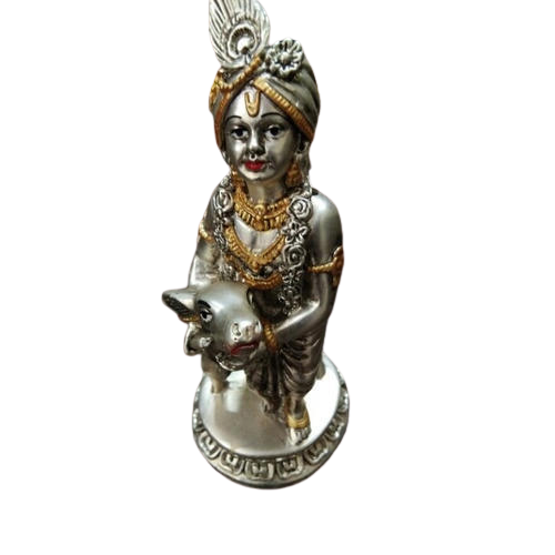 Fiber Silver Plated Krishna Statue, Packaging Type: Box, Size/Dimension: 4.25 X 3 Inch