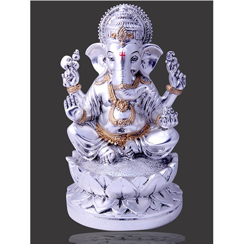 RESIN Silver Plated Ganesha Idol