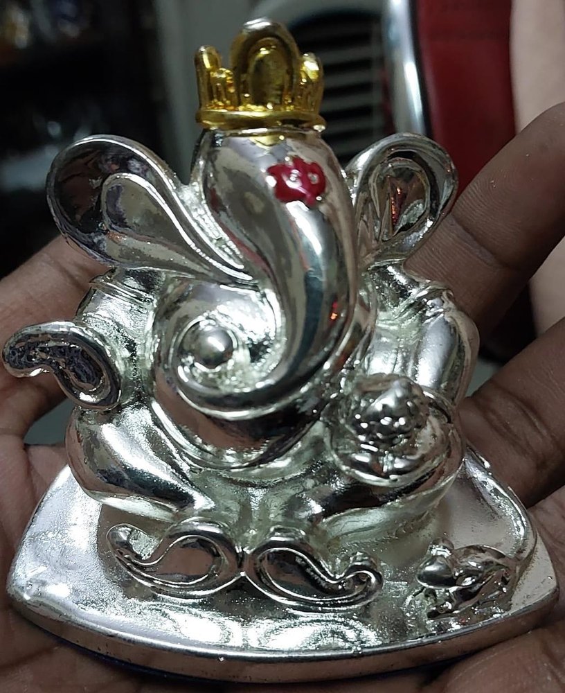 Good Finish Sis Sil Silver plated Ganesha, Size: 5