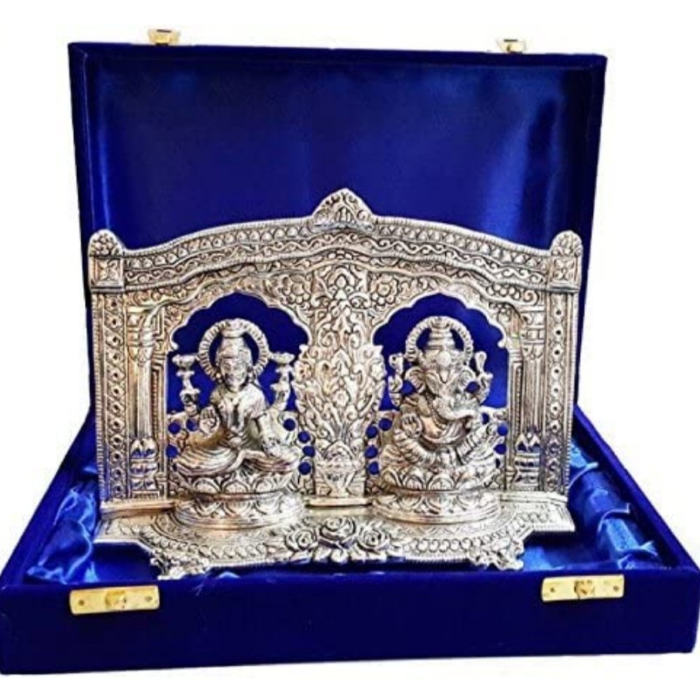 Brass Handicrafts Jaipur Silver Plated Laxmi Ganesh, Packaging Type: Box, Size: 6 Inch